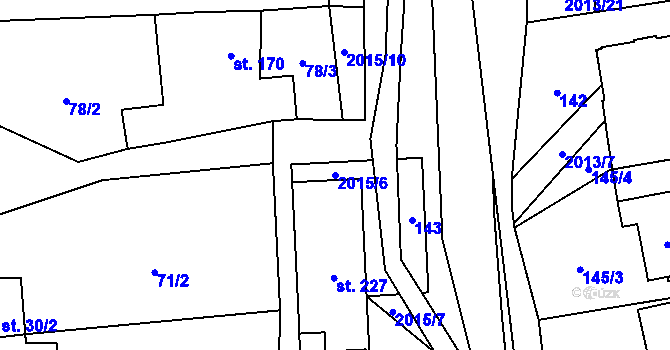 Parcela st. 2015/6 v KÚ Milenov, Katastrální mapa