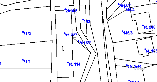 Parcela st. 2015/7 v KÚ Milenov, Katastrální mapa