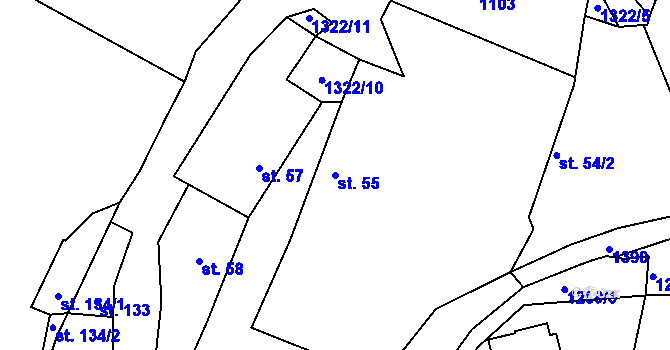 Parcela st. 55 v KÚ Orlické Zlákovice, Katastrální mapa