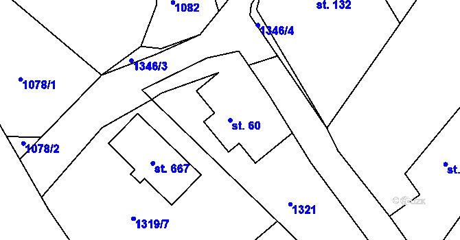 Parcela st. 60 v KÚ Orlické Zlákovice, Katastrální mapa