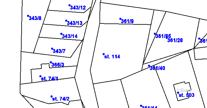 Parcela st. 114 v KÚ Orlické Zlákovice, Katastrální mapa