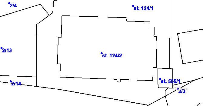Parcela st. 124/2 v KÚ Orlické Zlákovice, Katastrální mapa