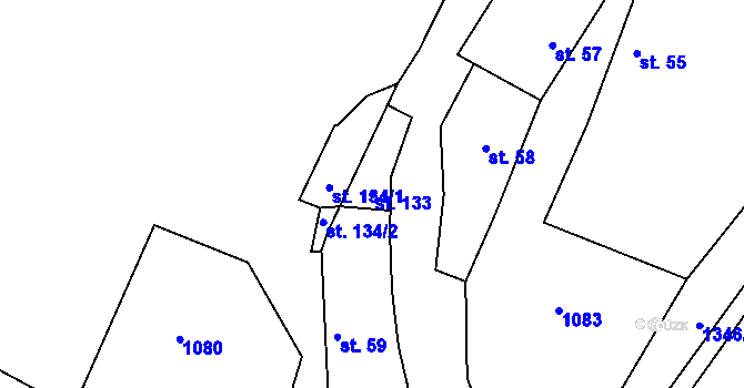 Parcela st. 133 v KÚ Orlické Zlákovice, Katastrální mapa