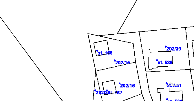 Parcela st. 166 v KÚ Orlické Zlákovice, Katastrální mapa