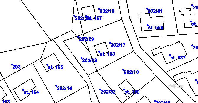Parcela st. 168 v KÚ Orlické Zlákovice, Katastrální mapa