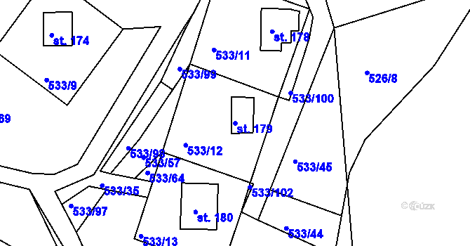 Parcela st. 179 v KÚ Orlické Zlákovice, Katastrální mapa