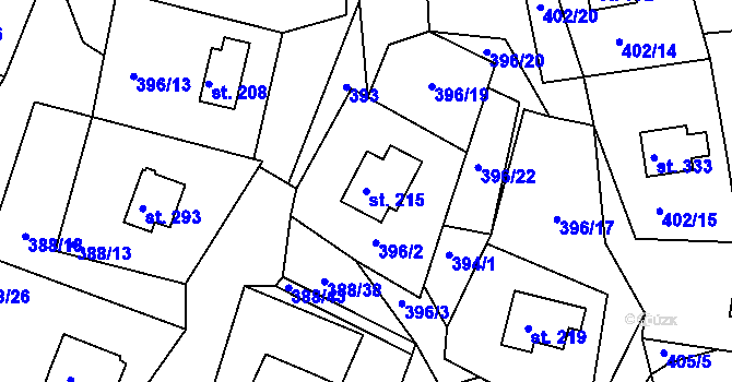 Parcela st. 215 v KÚ Orlické Zlákovice, Katastrální mapa
