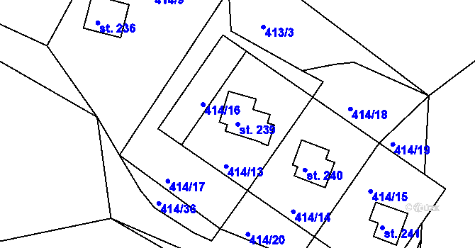 Parcela st. 239 v KÚ Orlické Zlákovice, Katastrální mapa