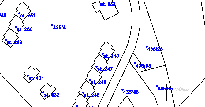 Parcela st. 248 v KÚ Orlické Zlákovice, Katastrální mapa