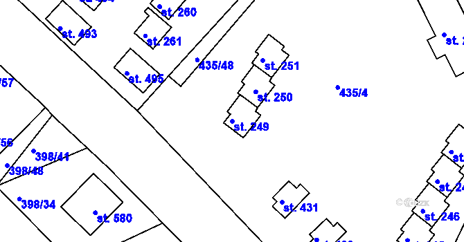 Parcela st. 249 v KÚ Orlické Zlákovice, Katastrální mapa