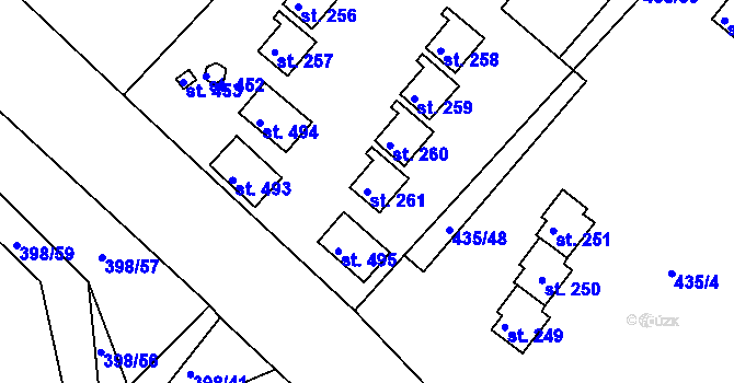 Parcela st. 261 v KÚ Orlické Zlákovice, Katastrální mapa