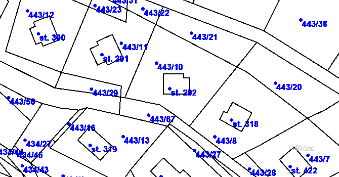Parcela st. 292 v KÚ Orlické Zlákovice, Katastrální mapa
