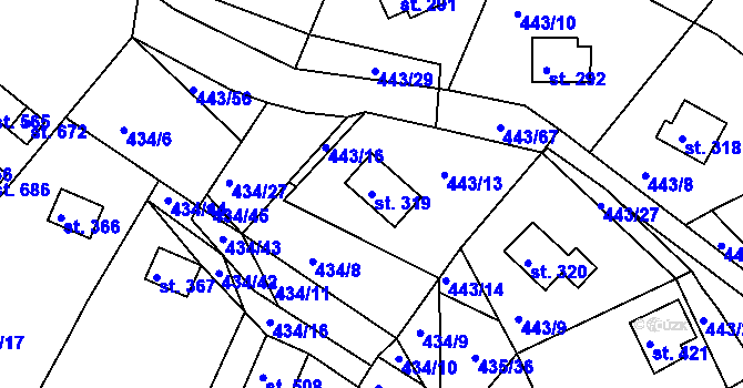 Parcela st. 319 v KÚ Orlické Zlákovice, Katastrální mapa