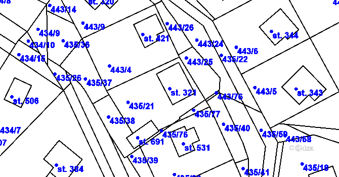 Parcela st. 321 v KÚ Orlické Zlákovice, Katastrální mapa
