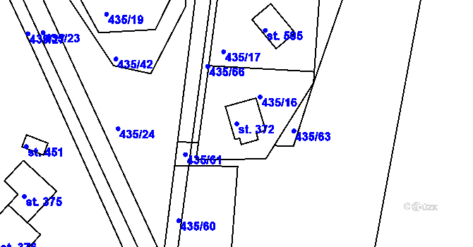Parcela st. 372 v KÚ Orlické Zlákovice, Katastrální mapa