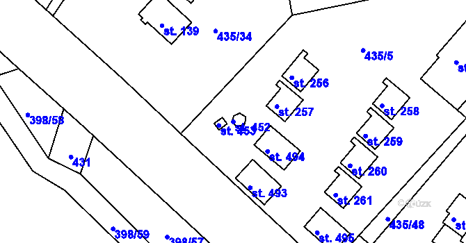 Parcela st. 452 v KÚ Orlické Zlákovice, Katastrální mapa