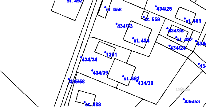 Parcela st. 483 v KÚ Orlické Zlákovice, Katastrální mapa