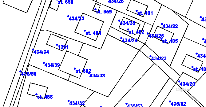 Parcela st. 486 v KÚ Orlické Zlákovice, Katastrální mapa
