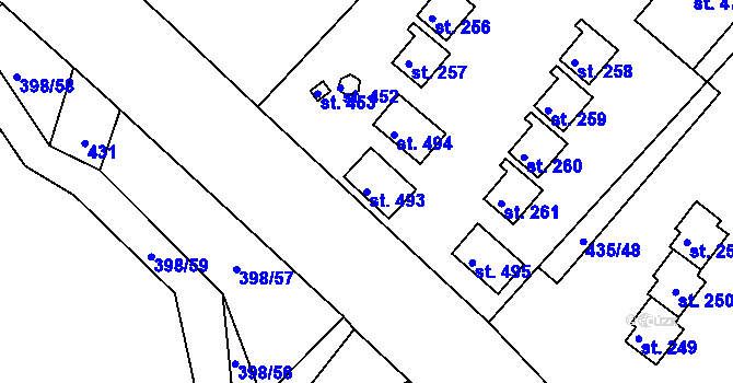 Parcela st. 493 v KÚ Orlické Zlákovice, Katastrální mapa