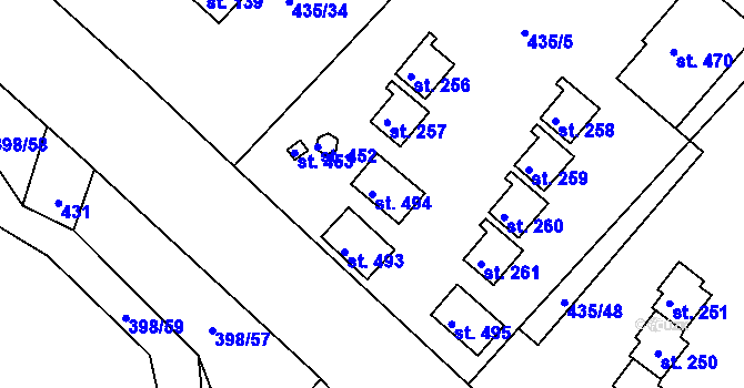 Parcela st. 494 v KÚ Orlické Zlákovice, Katastrální mapa