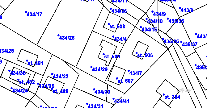 Parcela st. 509 v KÚ Orlické Zlákovice, Katastrální mapa