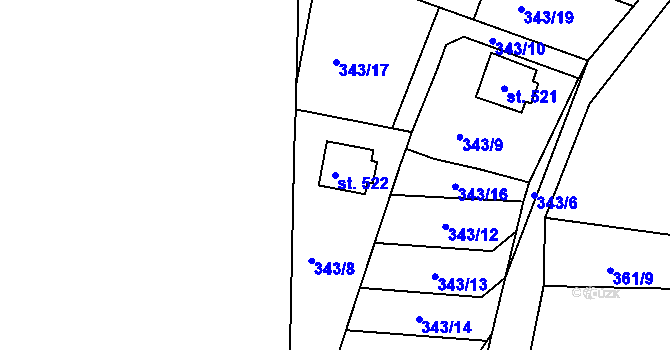 Parcela st. 522 v KÚ Orlické Zlákovice, Katastrální mapa