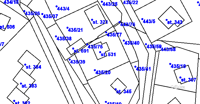 Parcela st. 531 v KÚ Orlické Zlákovice, Katastrální mapa