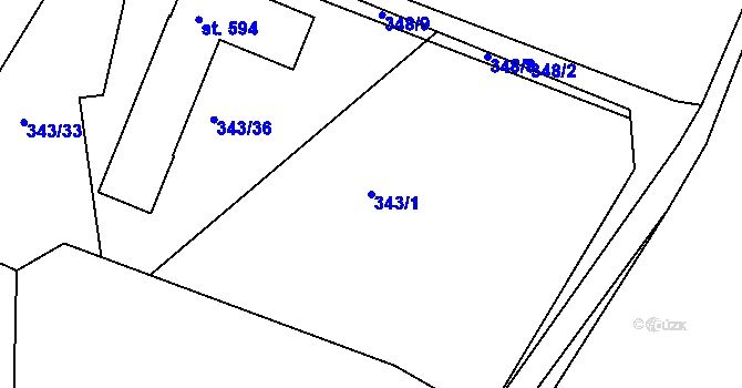 Parcela st. 343/1 v KÚ Orlické Zlákovice, Katastrální mapa