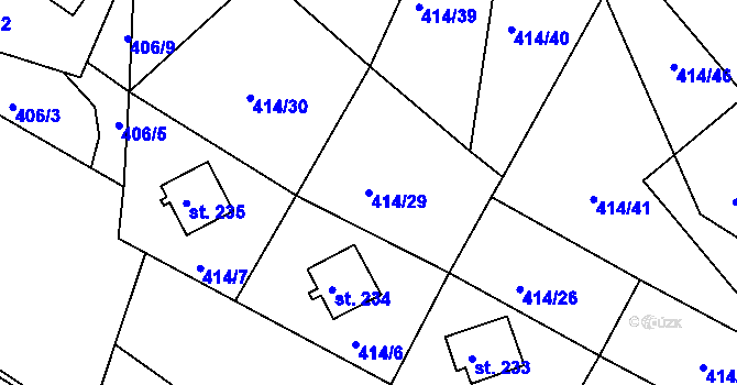 Parcela st. 414/29 v KÚ Orlické Zlákovice, Katastrální mapa