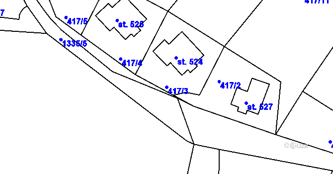 Parcela st. 417/3 v KÚ Orlické Zlákovice, Katastrální mapa