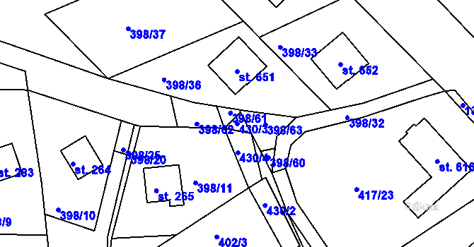 Parcela st. 430/3 v KÚ Orlické Zlákovice, Katastrální mapa