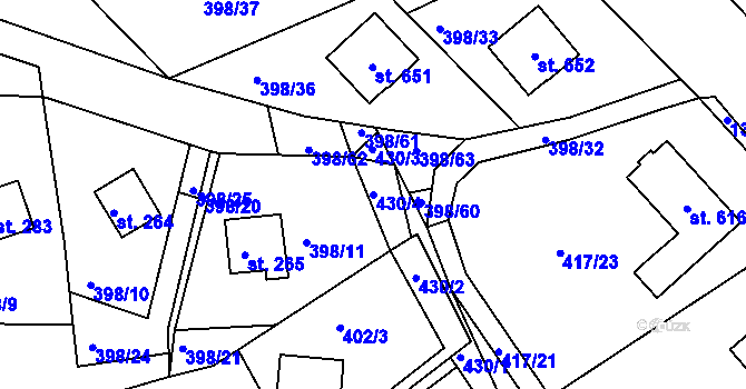 Parcela st. 430/4 v KÚ Orlické Zlákovice, Katastrální mapa