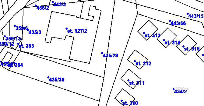 Parcela st. 435/29 v KÚ Orlické Zlákovice, Katastrální mapa