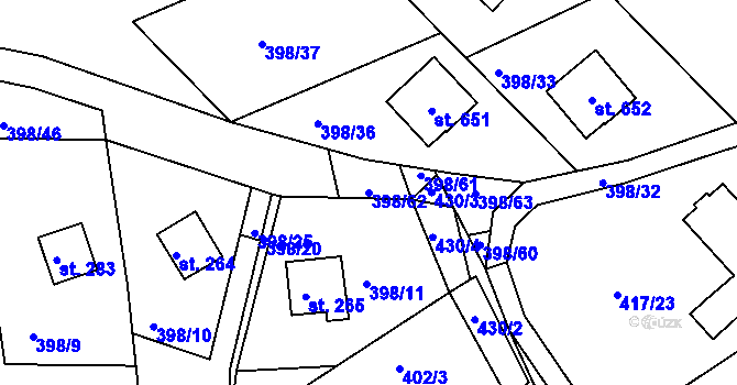 Parcela st. 398/62 v KÚ Orlické Zlákovice, Katastrální mapa