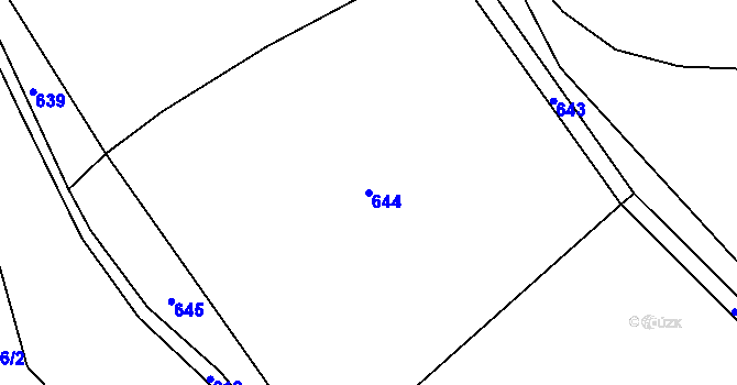 Parcela st. 644 v KÚ Orlické Zlákovice, Katastrální mapa