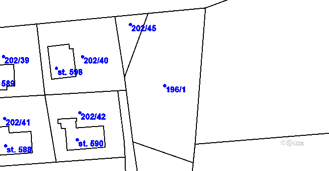 Parcela st. 196/1 v KÚ Orlické Zlákovice, Katastrální mapa