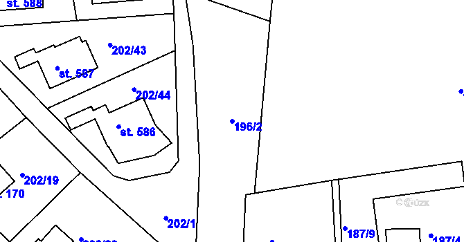 Parcela st. 196/2 v KÚ Orlické Zlákovice, Katastrální mapa