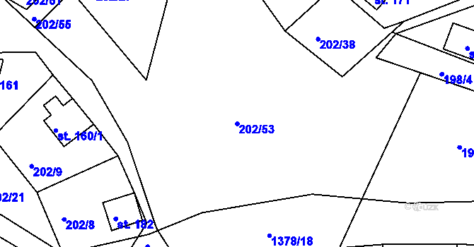 Parcela st. 202/53 v KÚ Orlické Zlákovice, Katastrální mapa