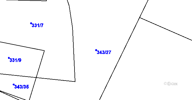 Parcela st. 343/27 v KÚ Orlické Zlákovice, Katastrální mapa