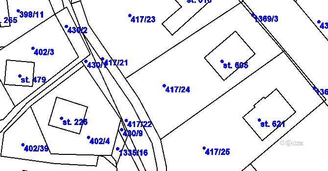 Parcela st. 417/24 v KÚ Orlické Zlákovice, Katastrální mapa