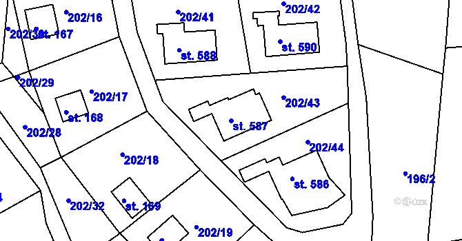 Parcela st. 587 v KÚ Orlické Zlákovice, Katastrální mapa