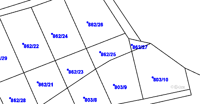 Parcela st. 862/25 v KÚ Orlické Zlákovice, Katastrální mapa