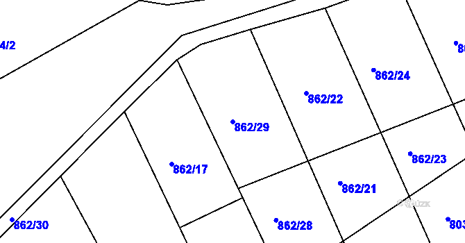 Parcela st. 862/29 v KÚ Orlické Zlákovice, Katastrální mapa