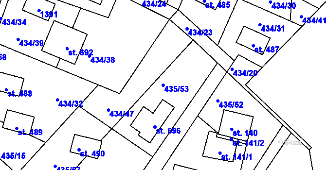 Parcela st. 435/53 v KÚ Orlické Zlákovice, Katastrální mapa