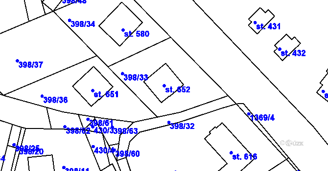 Parcela st. 652 v KÚ Orlické Zlákovice, Katastrální mapa