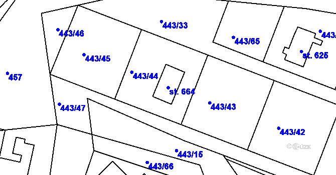 Parcela st. 664 v KÚ Orlické Zlákovice, Katastrální mapa
