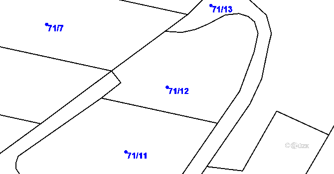 Parcela st. 71/12 v KÚ Orlické Zlákovice, Katastrální mapa