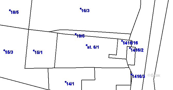 Parcela st. 6/1 v KÚ Milešov nad Vltavou, Katastrální mapa