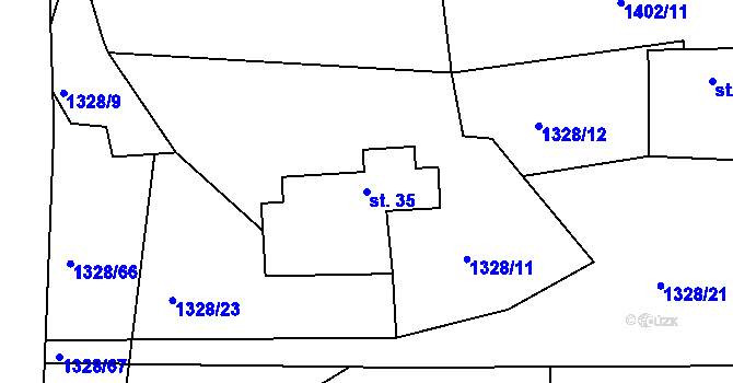 Parcela st. 35 v KÚ Milešov nad Vltavou, Katastrální mapa