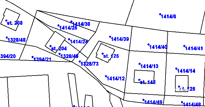 Parcela st. 125 v KÚ Milešov nad Vltavou, Katastrální mapa